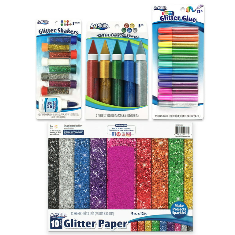 ArtSkills Puffy Jumbo Rainbow Glitter Glue Pens, 5 Pack, Classic, 5 Count