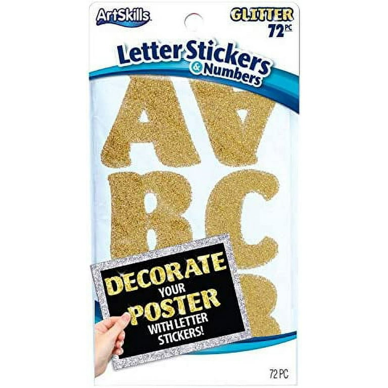 Monster Gold Glitter Alphabet Stickers, 3 inches, 82 Stickers, Mardel