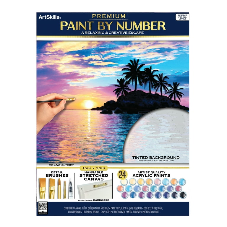 ArtSkills Island Sunset Paint by Number Art Kit for Adults, 20