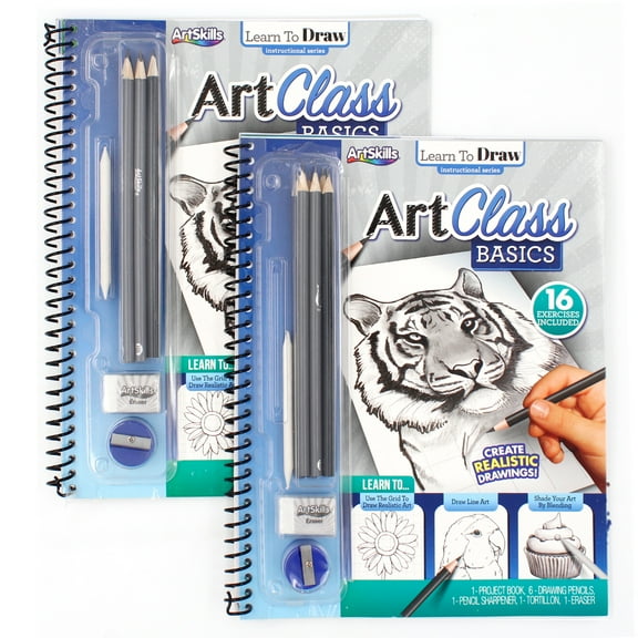 ArtSkills Learn to Draw Instructional Art Kit, with Exercise Booklet, Sketch Pencils and More, 2 Pk