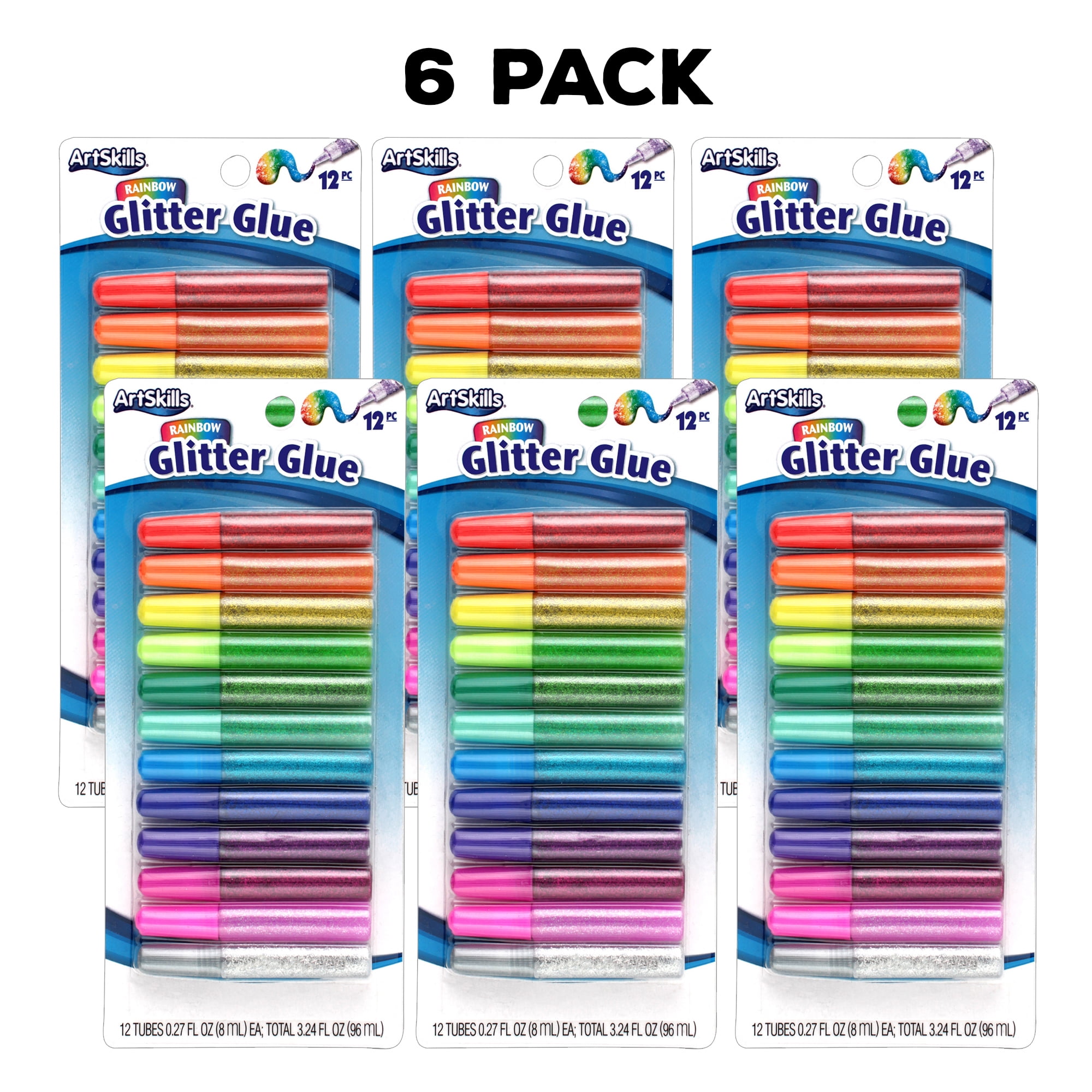 Glue Containing Glitter in 26 Rainbow Colors for Arts and Crafts (2 oz, 26  Pack) 