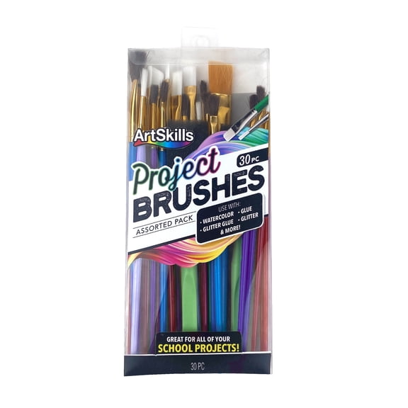 ArtSkills Paint Brush Set for Kids & Adults, Assorted 30-Piece Brushes for Crafts, School & Painting