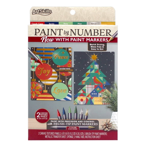 ArtSkills Paint by Number Art Kit, Holiday Abstracts