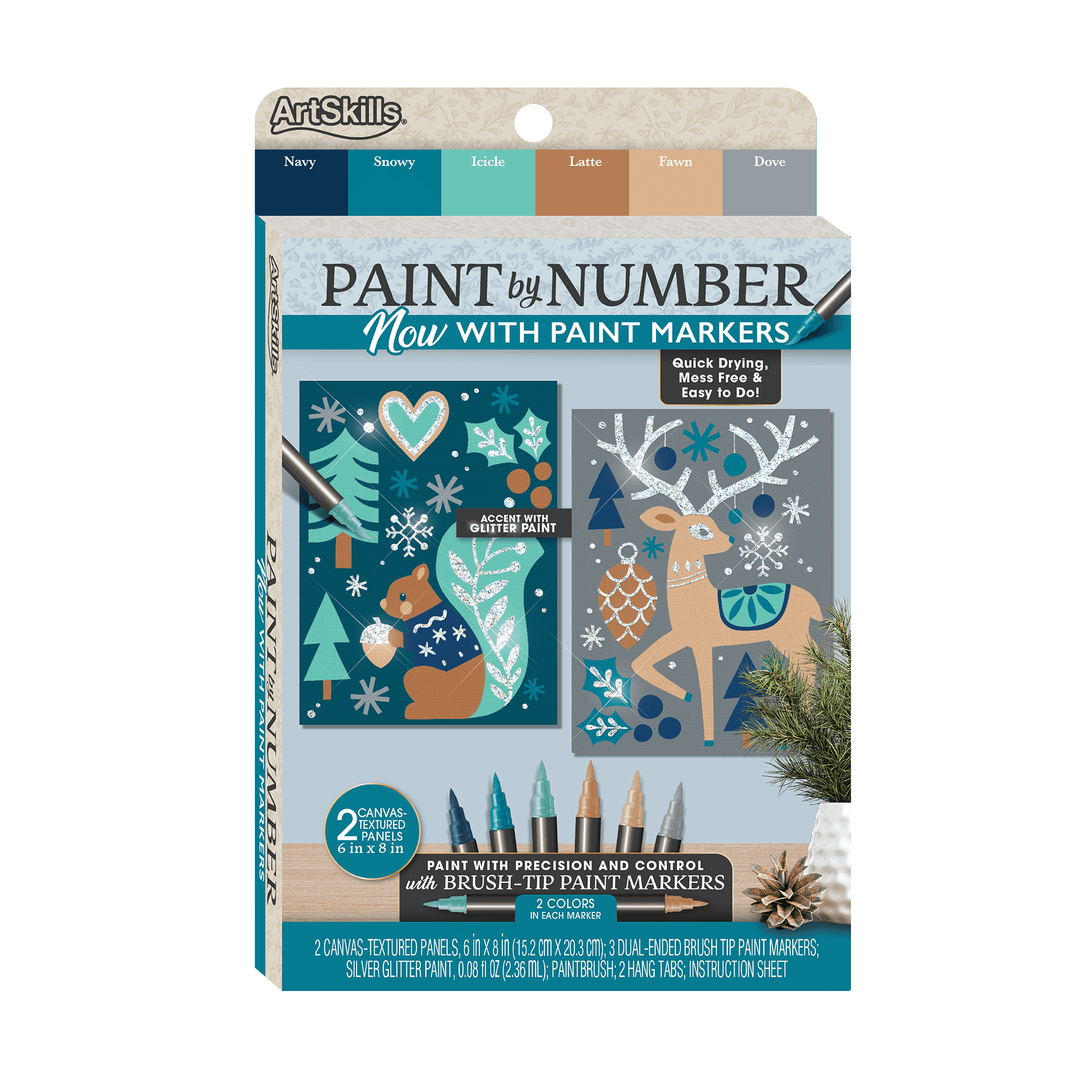 ArtSkills Paint by Number Kit for Kids & Adults with Paint Markers, Squirrel & Deer