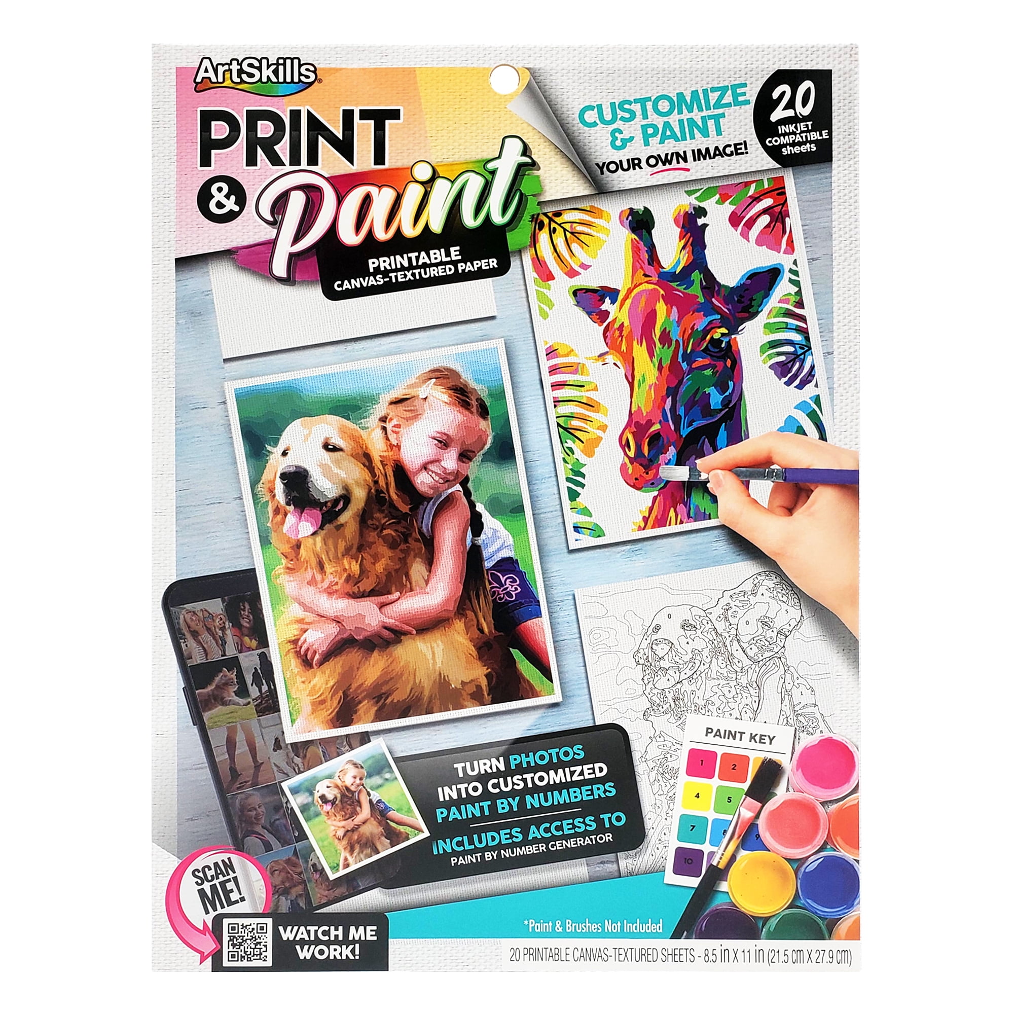 Artskills Print and Paint Paper for Custom Paint by Numbers for Adults and Kids, 8.5 inch x 11 inch, 20 Pcs