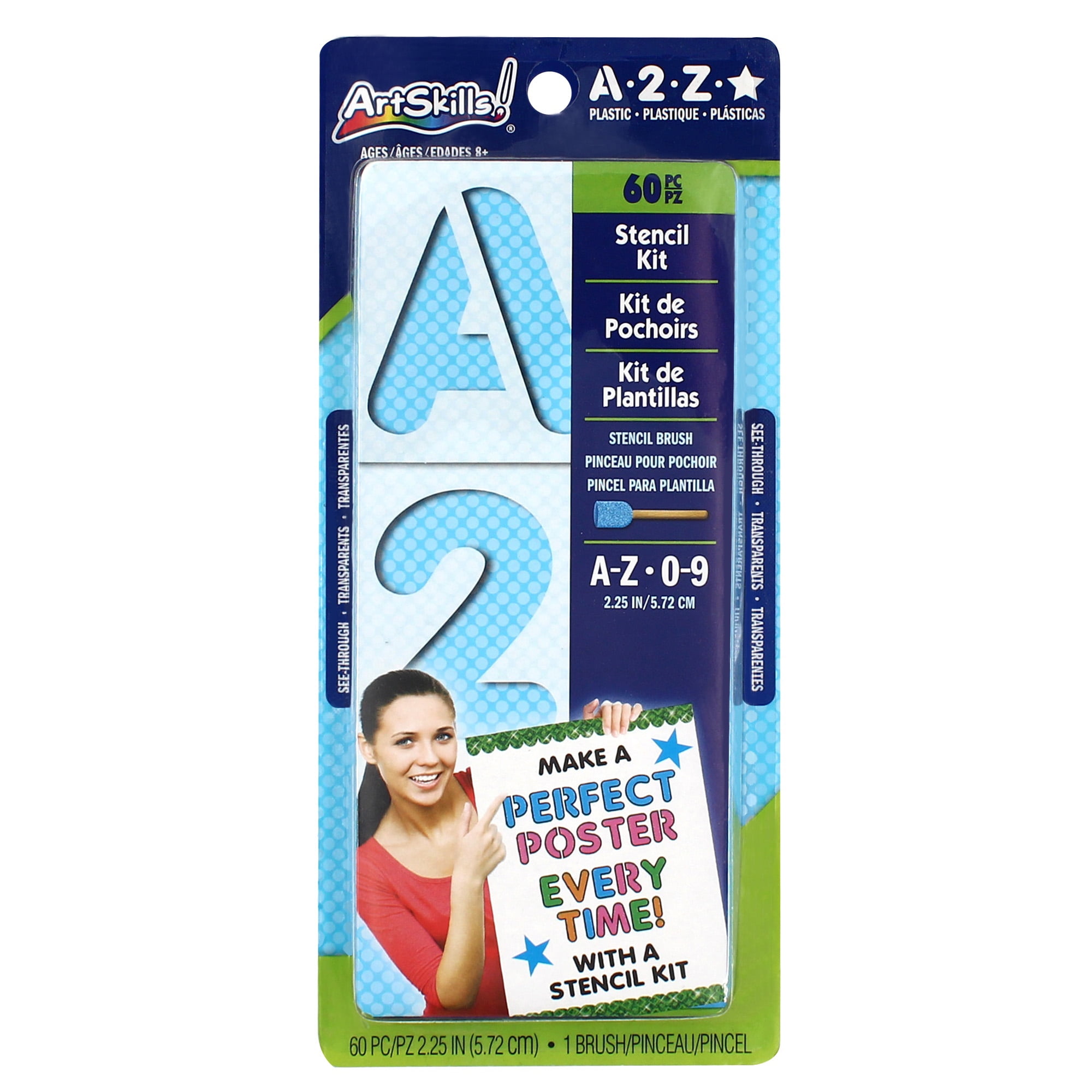 ArtSkills Reusable Plastic Stencil Kit 2.25 60Count for Kids and