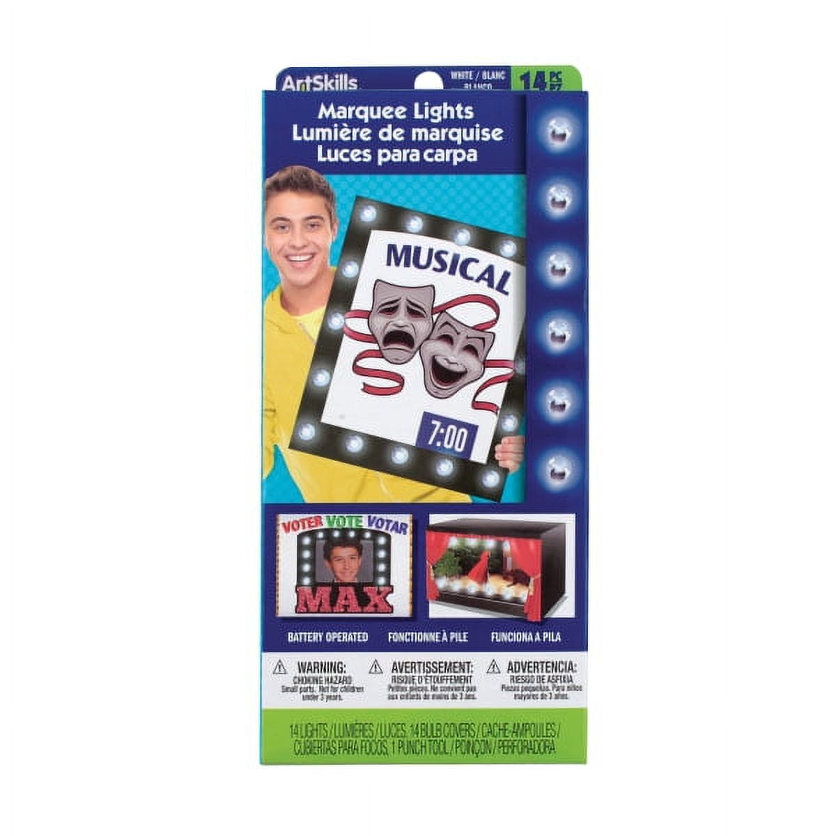 Battery Operated White LED Marquee String Lights Kit