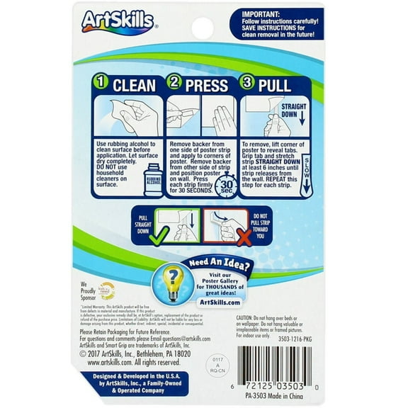 ArtSkills Smart Grip Poster Strips 18/Pkg-Holds Up To .5lb