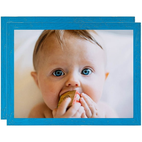 ArtToFrames 10" x 10" Bright Blue Picture Frame, 10x10 inch Blue Wood Poster Frame (WOM-4751), 2 Pack