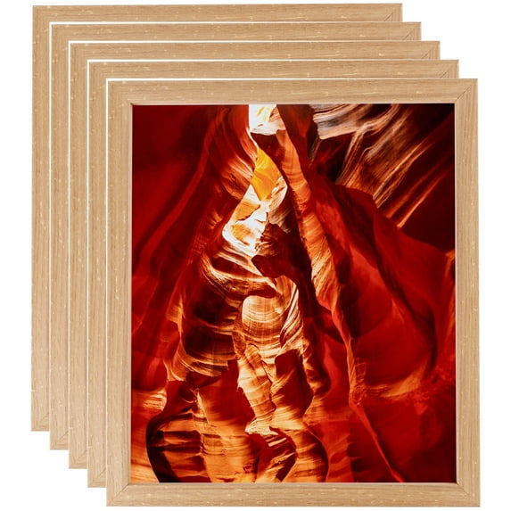 ArtToFrames 10" x 10" Hickory Wood Picture Frame, 10x10 inch Brown Wood Poster Frame (WOM-4882), 5 Pack