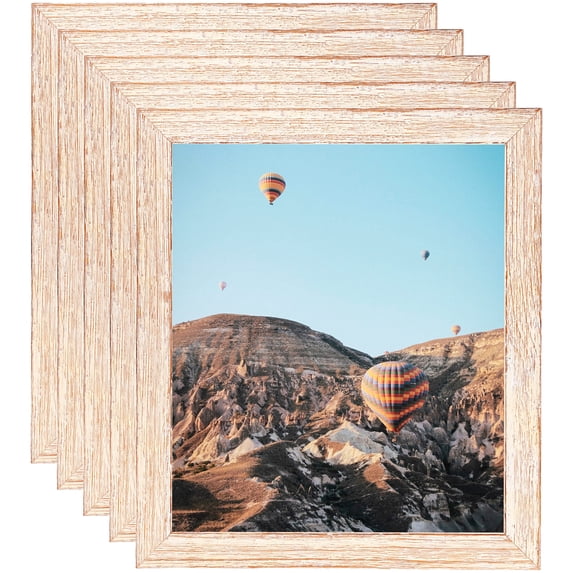 ArtToFrames 10" x 10" Knotty Pines Pecan with White Wash Picture Frame, 10x10 inch White Wood Poster Frame (WOM-4771), 5 Pack