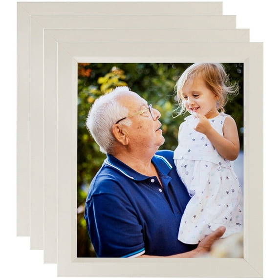 ArtToFrames 10" x 10" Slanted Lip White Picture Frame, 10x10 inch White Wood Poster Frame (WOM-4825), 4 Pack