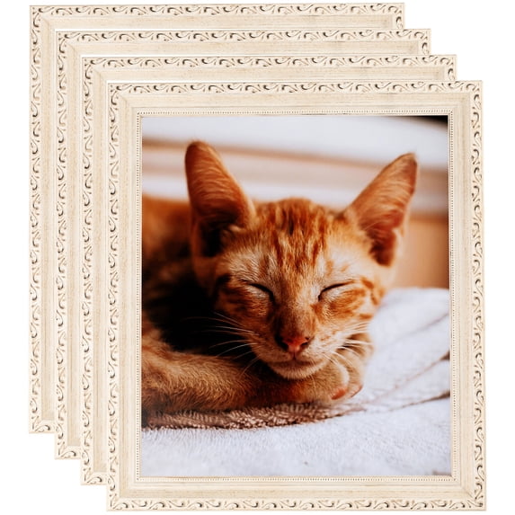 ArtToFrames 10" x 10" White Wash Picture Frame, 10x10 inch White Wood Poster Frame (WOM-4906), 4 Pack