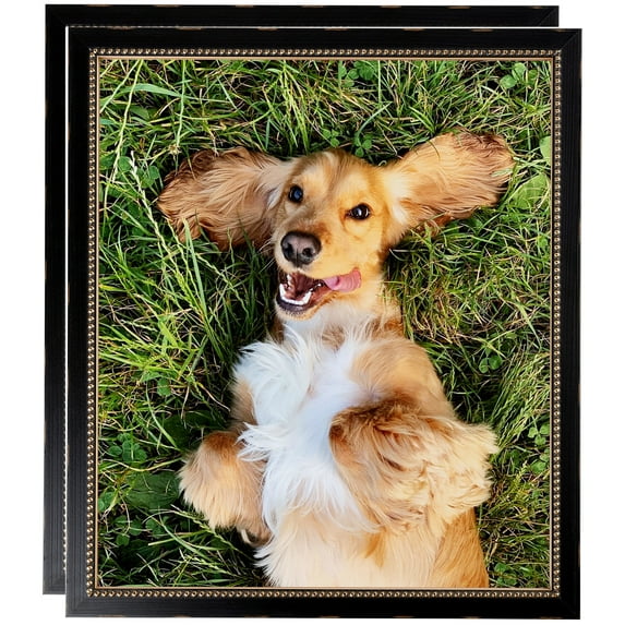 ArtToFrames 10" x 13" Black Square with Gold Beads Picture Frame, 10x13 inch Black Wood Poster Frame (WOM-5021), 2 Pack