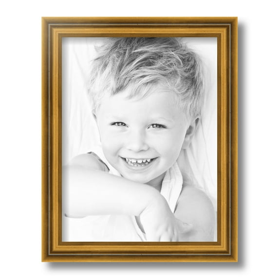 ArtToFrames 10" x 13" Gold Step Picture Frame, 10x13 inch Gold Wood Poster Frame (WOM-4548)