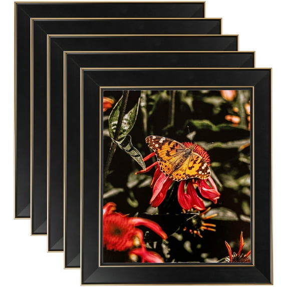 ArtToFrames 10" x 13" Honors Black with Gold Picture Frame, 10x13 inch Black Wood Poster Frame (WOM-5158), 5 Pack
