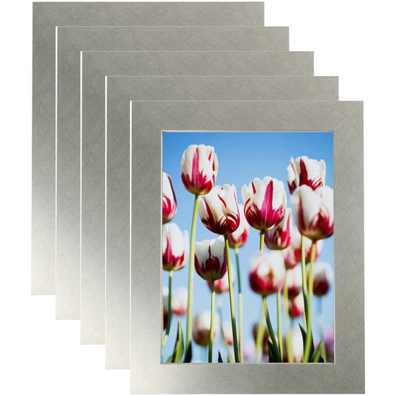 ArtToFrames 10" x 13" Metallic Deco Silver Picture Frame, 10x13 inch Silver MDF Poster Frame (WOM-4501), 5 Pack