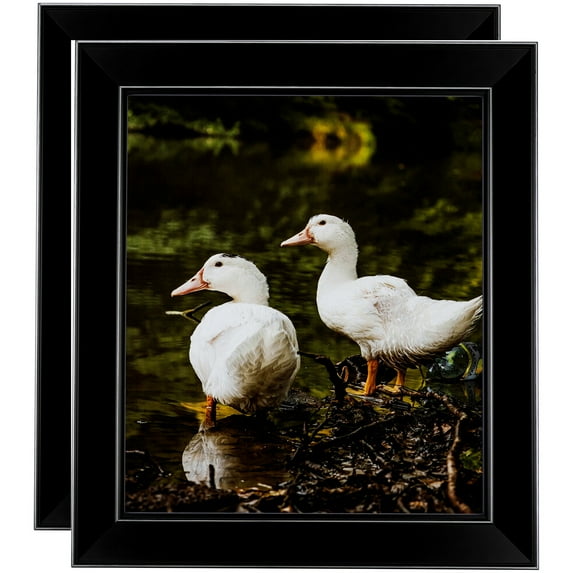 ArtToFrames 10" x 20" Honors Black with Silver Picture Frame, 10x20 inch Black Wood Poster Frame (WOM-5157), 2 Pack