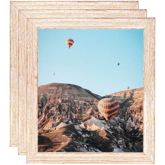 ArtToFrames 10" x 20" Knotty Pines Pecan with White Wash Picture Frame, 10x20 inch White Wood Poster Frame (WOM-4771), 3 Pack