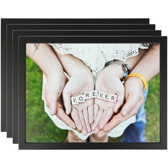 ArtToFrames 10" x 20" Satin Black Picture Frame, 10x20 inch Black Wood Poster Frame (WOM-1451), 4 Pack