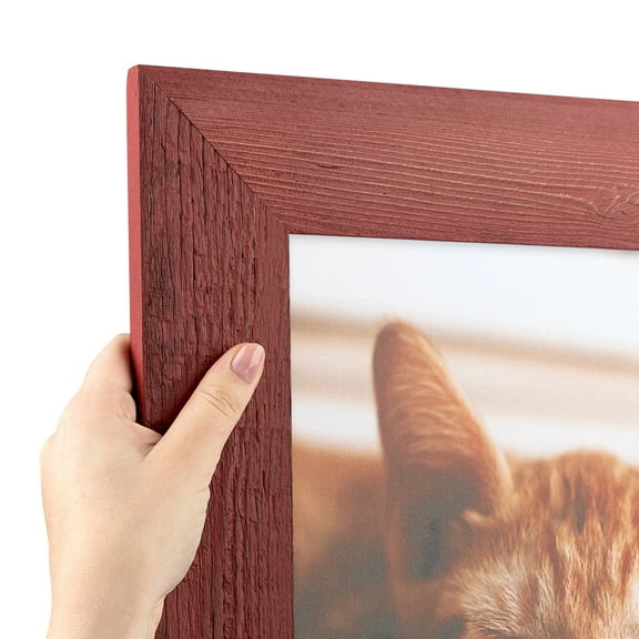 ArtToFrames 10" x 42" Real Reclaimed Red Barnwood 2.5 Inch Picture Frame, 10x42 inch Red Wood Poster Frame (WOM-4818)