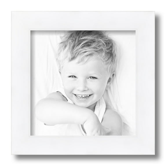 ArtToFrames 10x10" Contemporary White with Lip Picture Frame, White Wood Poster Frame, with Regular Glass and Foam Backing 3/16 inch (FBPL-2032)