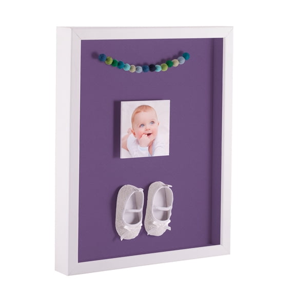 ArtToFrames 10x10 Inch Shadow Box Picture Frame, with a Satin White 1 Wide Shadowbox frame and Grape Mat Backing (4655)
