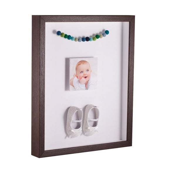 ArtToFrames 10x10 Inch Shadow Box Picture Frame, with a Verlinga Brown 1 Wide Shadowbox frame and Super White Mat Backing (4656)