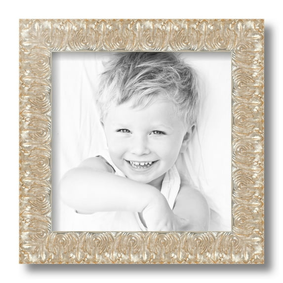 ArtToFrames 10x10 Inch Silver and Black Picture Frame, This Silver Wood Poster Frame is Great for Your Art or Photos, Comes with Regular Glass (4903)