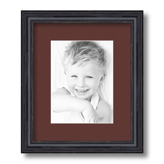 ArtToFrames 10x12 Matted Picture Frame with 6x8 Single Mat Photo Opening Framed in 1.25 Black Stain on Solid Red Oak and 2 Maroon Mat (FWM-4083-10x12)