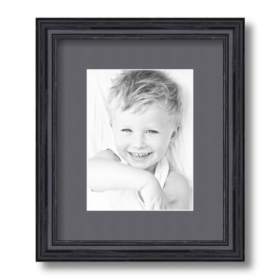 ArtToFrames 10x12 Matted Picture Frame with 6x8 Single Mat Photo Opening Framed in 1.25 Black Stain on Solid Red Oak and 2 Mountain Grey Mat (FWM-4083-10x12)