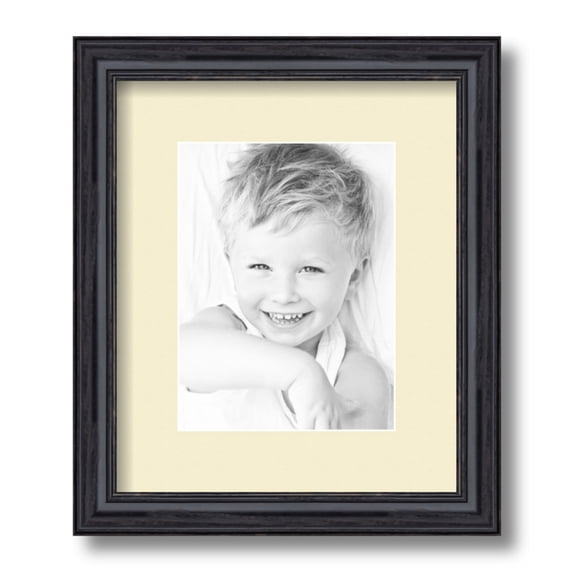 ArtToFrames 10x12 Matted Picture Frame with 6x8 Single Mat Photo Opening Framed in 1.25 Black Stain on Solid Red Oak and 2 Oyster Mat (FWM-4083-10x12)