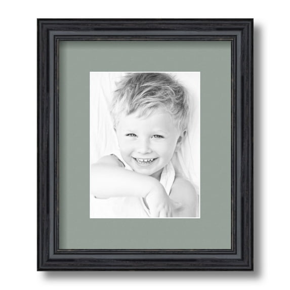 ArtToFrames 10x12" Matted Picture Frame with 6x8" Single Mat Photo Opening Framed in 1.25" Black Stain on Solid Red Oak and 2" Silverpine Mat (FWM-4083-10x12)
