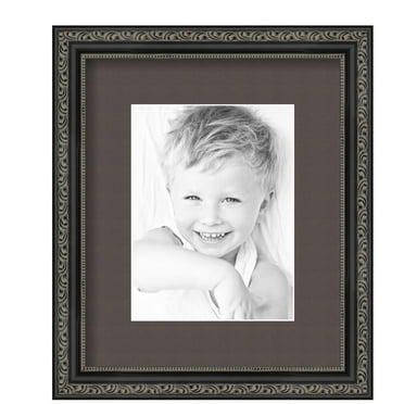ArtToFrames 10x12" Matted Picture Frame with 6x8" Single Mat Photo Opening Framed in 1.25" Antique Black and 2" Chestnut Mat (FWM-5106-10x12)