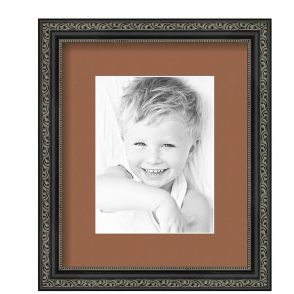 ArtToFrames 10x12" Matted Picture Frame with 6x8" Single Mat Photo Opening Framed in 1.25" Antique Black and 2" Paloma Mat (FWM-5106-10x12)
