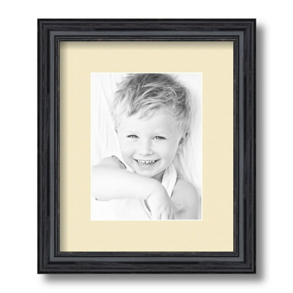 ArtToFrames 10x12 Matted Picture Frame with 6x8 Single Mat Photo Opening Framed in 1.25 Black Stain on Solid Red Oak and 2 Cream Mat (FWM-4083-10x12)