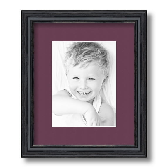 ArtToFrames 10x12" Matted Picture Frame with 6x8" Single Mat Photo Opening Framed in 1.25" Black Stain on Solid Red Oak and 2" Ruby Mat (FWM-4083-10x12)