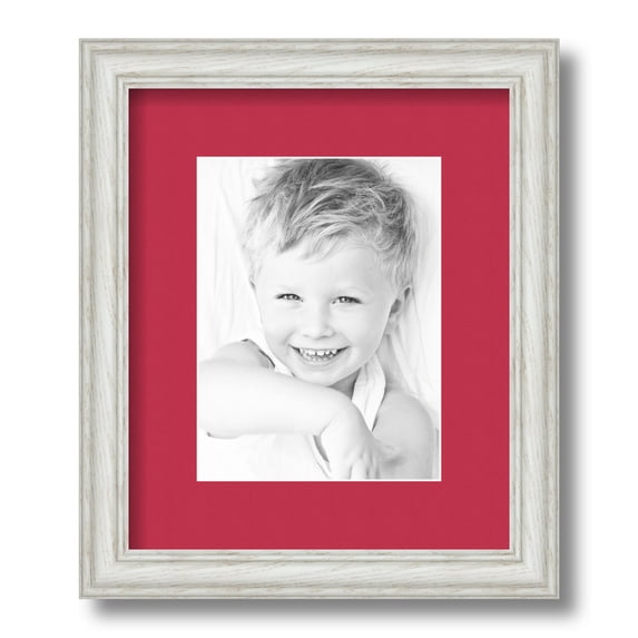 ArtToFrames 10x12" Matted Picture Frame with 6x8" Single Mat Photo Opening Framed in 1.25" Off White Wash on Ash and 2" Rouge Mat (FWM-4098-10x12)