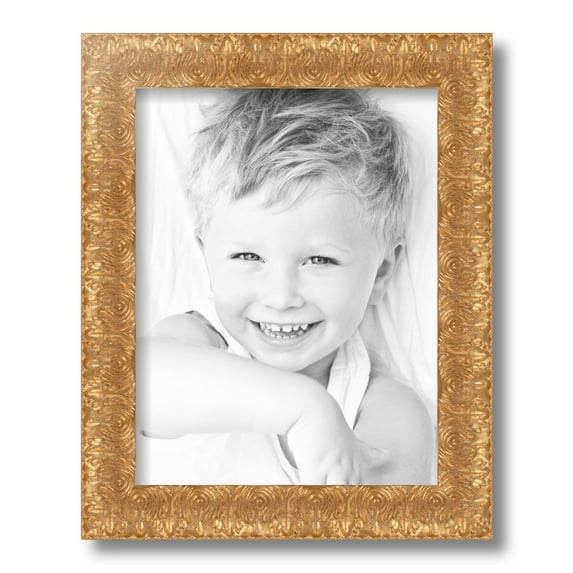 ArtToFrames 10x13 Inch Gold and Black Picture Frame, This Gold Wood Poster Frame is Great for Your Art or Photos, Comes with Regular Glass (4902)