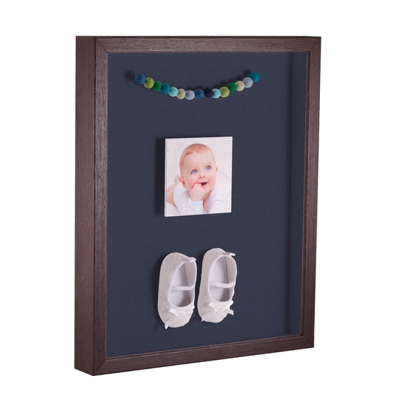 ArtToFrames 10x13 Inch Shadow Box Picture Frame, with a Verlinga Brown 1 Wide Shadowbox frame and Blue Jay Mat Backing (4656)