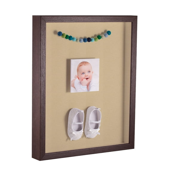 ArtToFrames 10x13 Inch Shadow Box Picture Frame, with a Verlinga Brown 1 Wide Shadowbox frame and Green Whisper Mat Backing (4656)