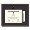 thumbnail image 1 of ArtToFrames 10x13 inch Diploma Frame with 2" x 2" Image Opening and 1.5x8 inch Tassel Opening - Framed in Grey and Black Frame with Black and Gold Mats, Comes with Regular Glass (D-IT-4448-10x13), 1 of 4