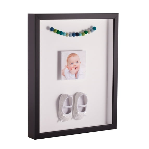 ArtToFrames 10x20 Inch Shadow Box Picture Frame, with a Satin Black Tall 1 Wide Shadowbox frame and Fabric White Mat Backing (4654)