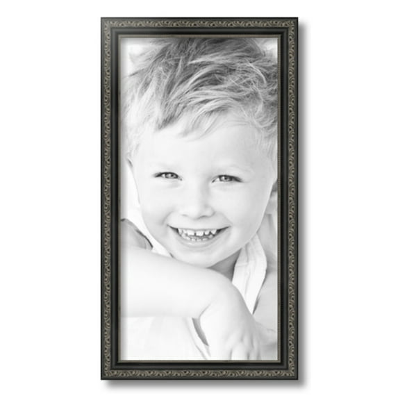 ArtToFrames 10x20 inch Antique Black Picture Frame, Black 10" x 20" Wood Poster Frame (WOM-5106)