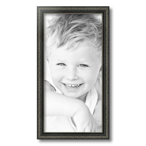 ArtToFrames 10x20 inch Antique Black Picture Frame, Black 10" x 20" Wood Poster Frame (WOM-5106)