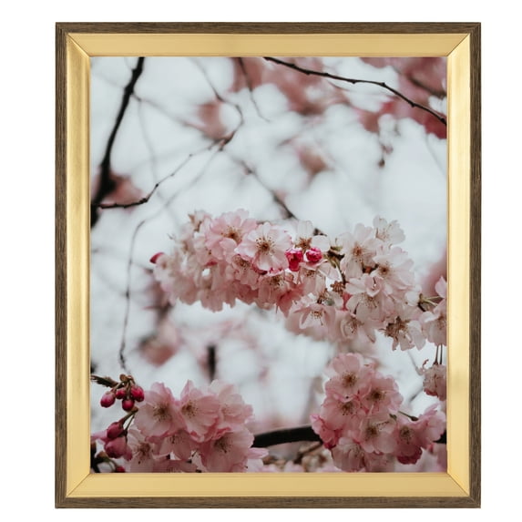 ArtToFrames 10x33" Gold And Stained Brown Picture Frame, Gold Wood Poster Frame, with Regular Acrylic and 2 (FBPL-4766)