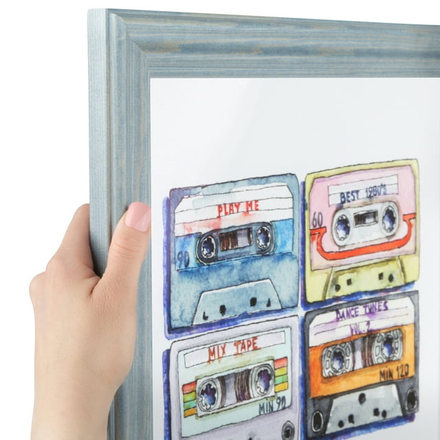 ArtToFrames 11" x 14" Blue Picture Frame, 11x14 inch Blue Wood Poster Frame (WOM4377)