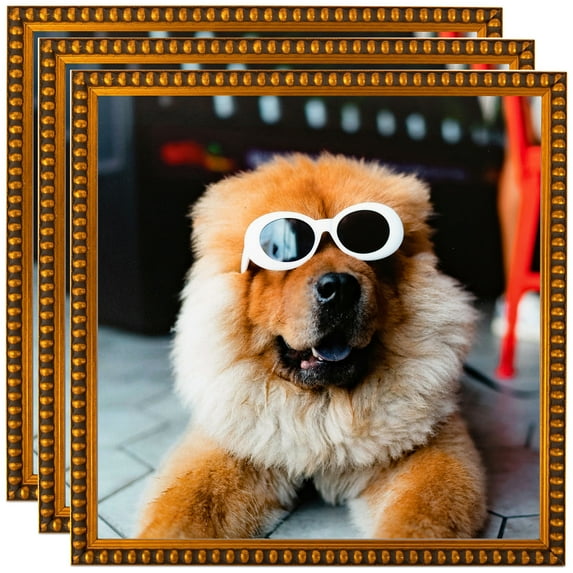 ArtToFrames 11" x 14" Gold Leaf with Bead Compo Picture Frame, 11x14 inch Gold Wood Poster Frame (WOM-4761), 3 Pack