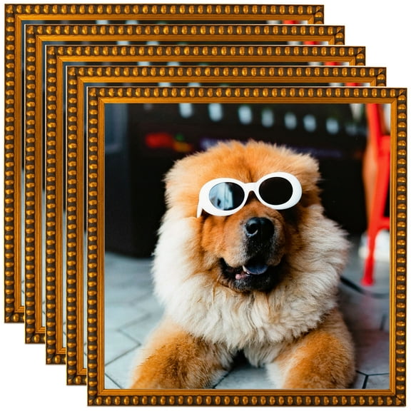 ArtToFrames 11" x 14" Gold Leaf with Bead Compo Picture Frame, 11x14 inch Gold Wood Poster Frame (WOM-4761), 5 Pack