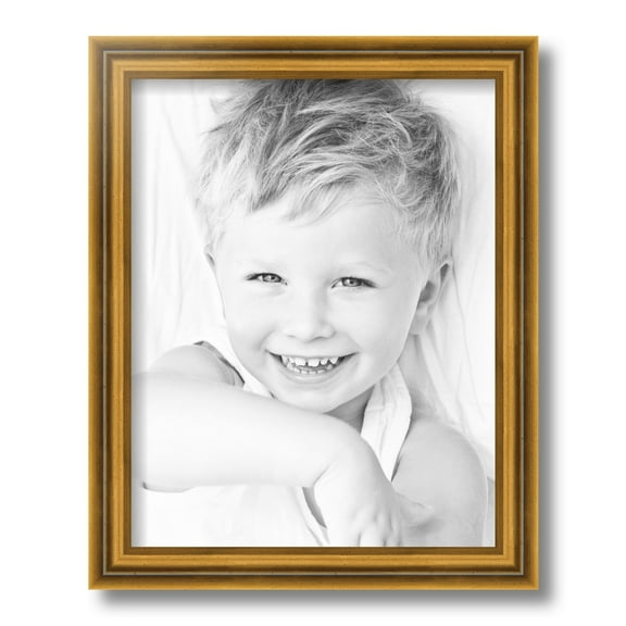 ArtToFrames 11" x 14" Gold Step Picture Frame, 11x14 inch Gold Wood Poster Frame (WOM-4548)